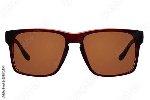 Brown sunglasses isolated on white background