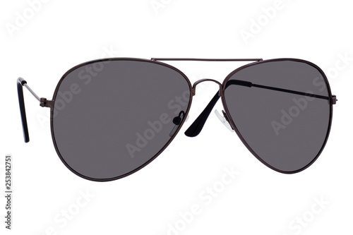 Leinwand Poster Black aviator sunglasses isolated on white background