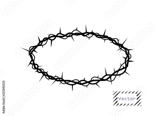 Vector crown of thorns, oval. The symbol of Christian Easter, the resurrection. The element is isolated on a light background.