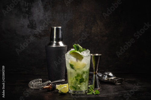 Mojito cocktail decorated with lime