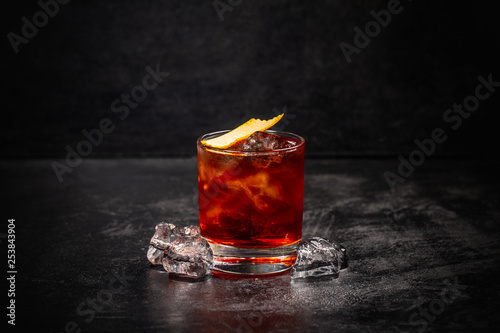 Glass of Negroni cocktail photo