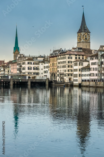 Zurich, a leading global city and among the world's largest financial center but a quaint, idyllic village-like atmosphere. Switzerland.