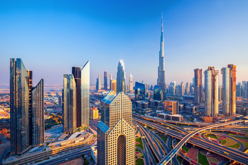 Crédence de cuisine Burj Khalifa Centre de Dubaï au soleil couchant  © Rastislav Sedlak SK