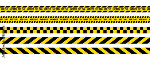 Yellow warning tapes on white background © Andrey Prokhorov
