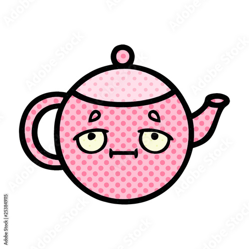 comic book style cartoon teapot