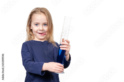 cunning child with a test tube