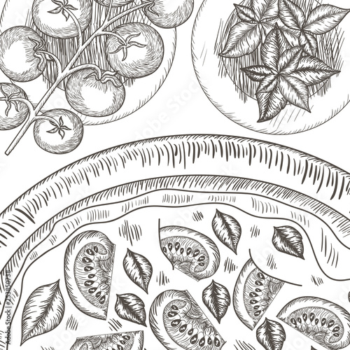 italian pizza pattern isolated icon