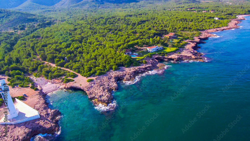 Castellon. Azahar Coast in Beach of Alcossebre. Spain. Drone Photo