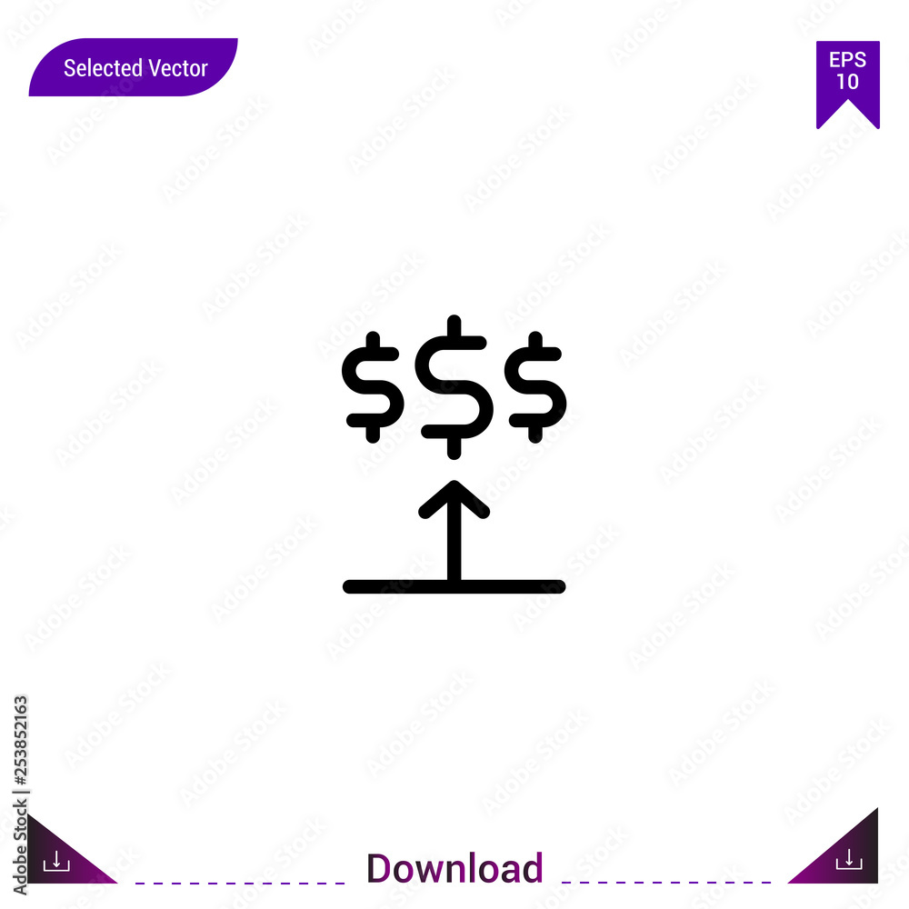 Outline profits icon isolated on white background. Line pictogram. mobile application, logo, user interface. Editable stroke. EPS10 format vector Outline profits icon isolated on white background. Line pictogram. mobile application, logo, user interface. Editable stroke. EPS10 format vector