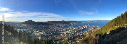 view of bergen from mount floyen