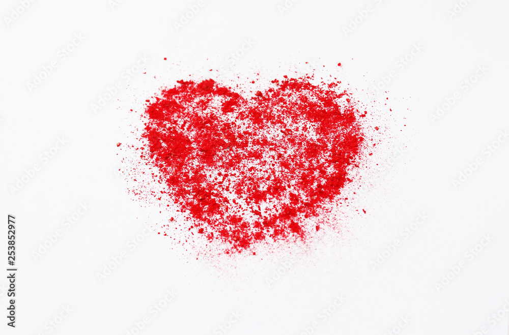 red heart of colored sand