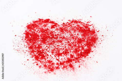 big red heart abstract illustration of colored sand on a white background