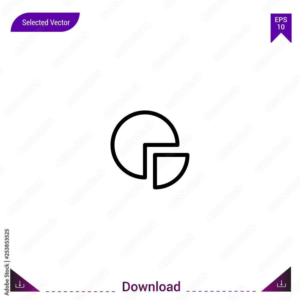 Outline pie-chart icon isolated on white background. Line pictogram. mobile application, logo, user interface. Editable stroke. EPS10 format vector Outline pie-chart icon isolated on white background. Line pictogram. mobile application, logo, user interface. Editable stroke. EPS10 format vector