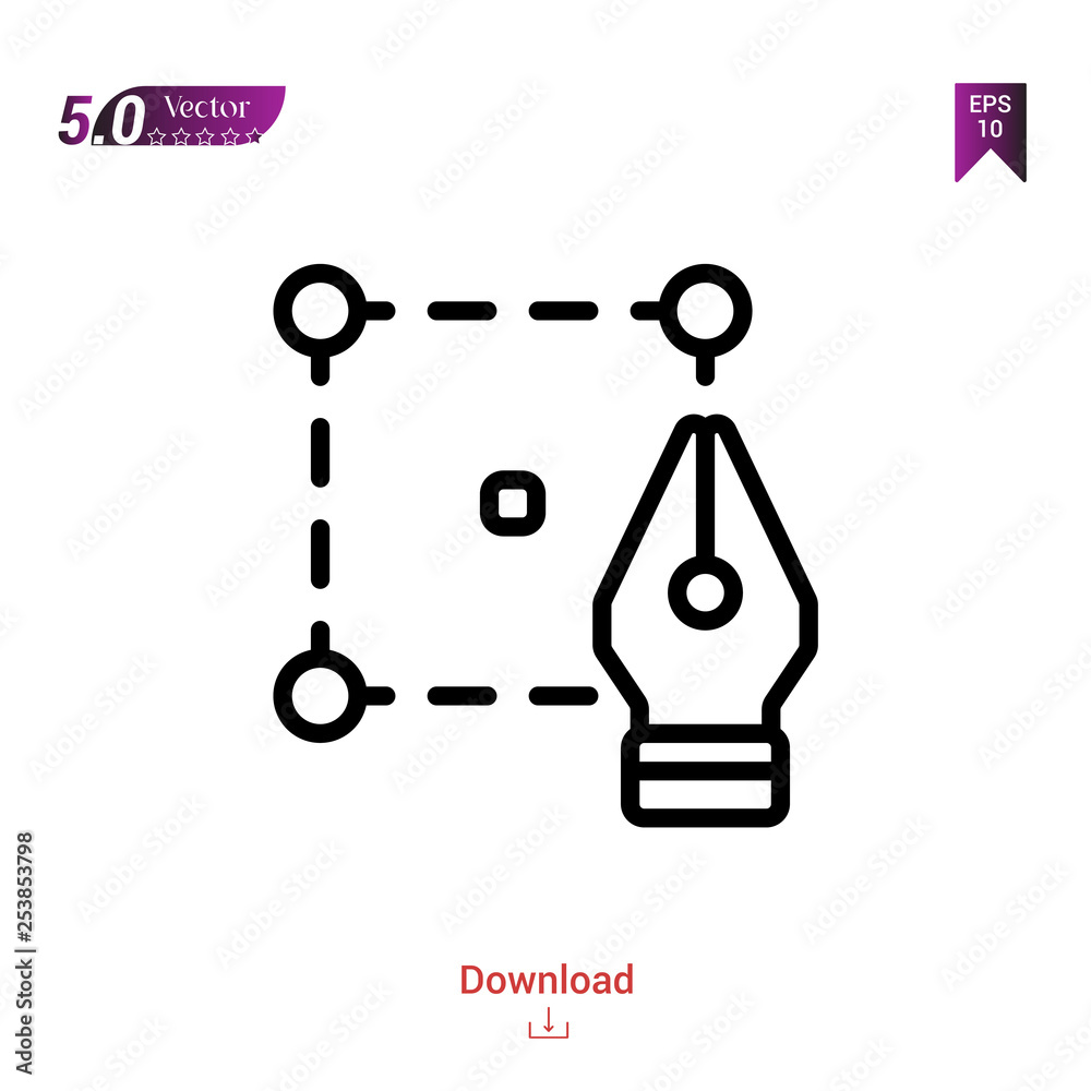 Outline pen  icon isolated on white background. Line pictogram. Graphic design, mobile application, logo, user interface. Editable stroke. EPS10 format vector illustration