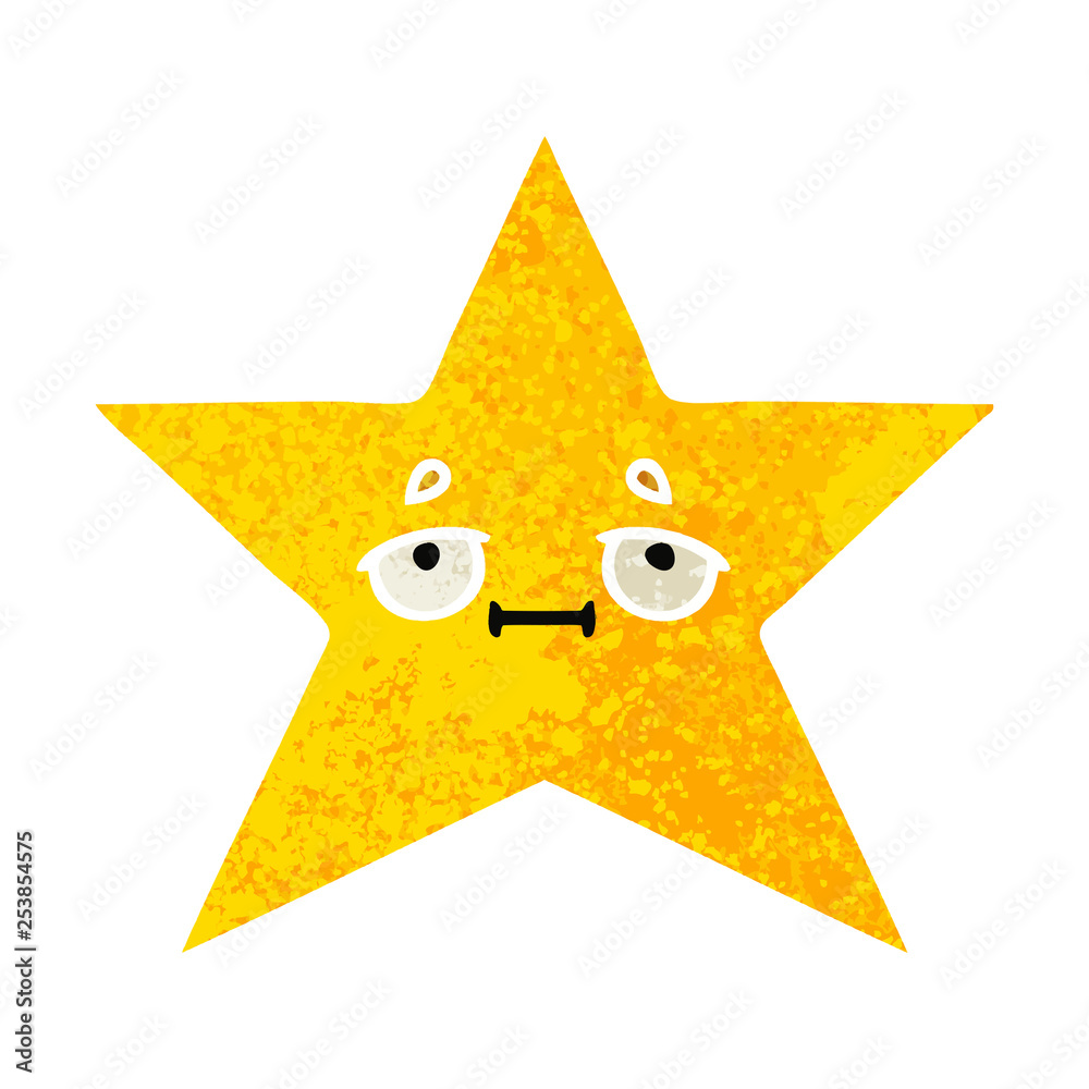 retro illustration style cartoon gold star retro illustration style cartoon gold star