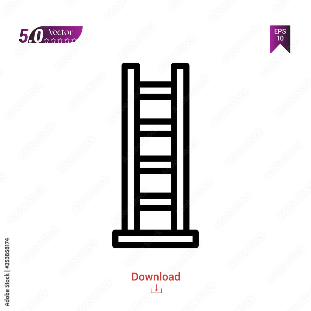 Outline ladder  icon isolated on white background. Popular icons for 2019 year. Line pictogram. Graphic design, mobile application, logo, user interface. EPS 10 format vector