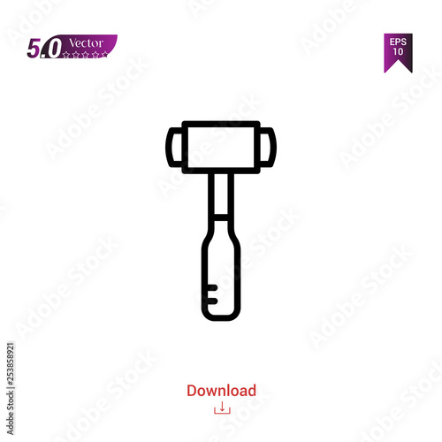 Outline hammer  icon isolated on white background. Popular icons for 2019 year. Line pictogram. Graphic design  mobile application  logo  user interface. EPS 10 format vector