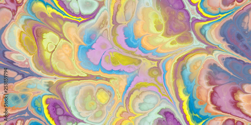 Valokuvatapetti multi color marbleized seamless tile turquoise plum yellow
