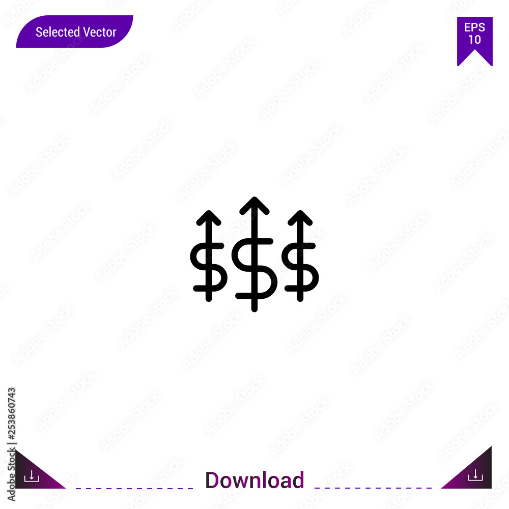 Outline dollar-symbol icon isolated on white background. Line pictogram. mobile application, logo, user interface. Editable stroke. EPS10 format vector Outline dollar-symbol icon isolated on white background. Line pictogram. mobile application, logo, user interface. Editable stroke. EPS10 format vector