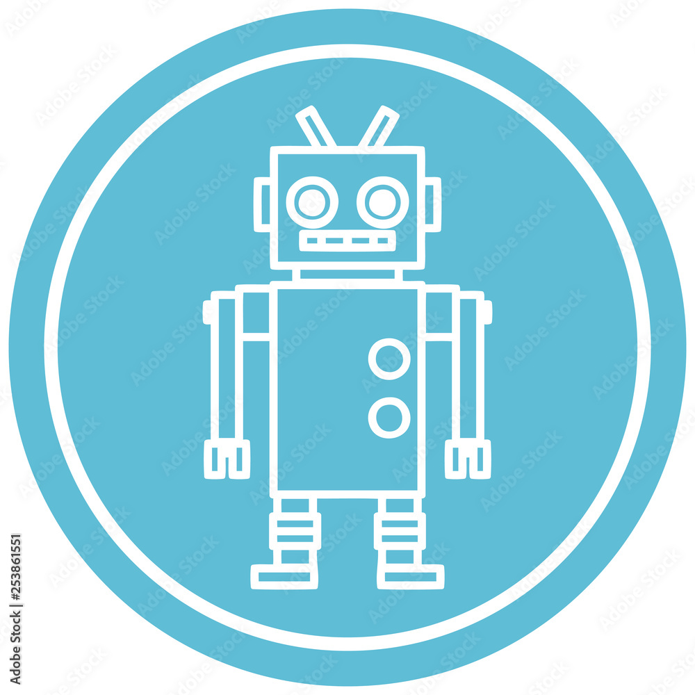 Obraz premium dancing robot circular icon