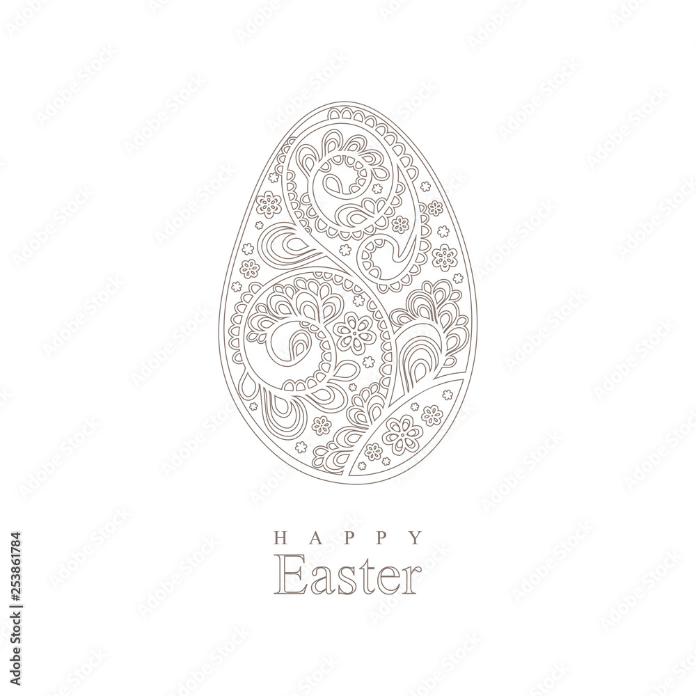 Happy Easter. Lace floral easter egg. Vector card. Happy Easter. Lace floral easter egg. Vector card.