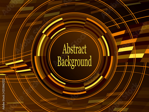 Abstract sport or business or IT technology background with circle particles radio waves  in brown orange yellow. Concept mass media broadcasting
