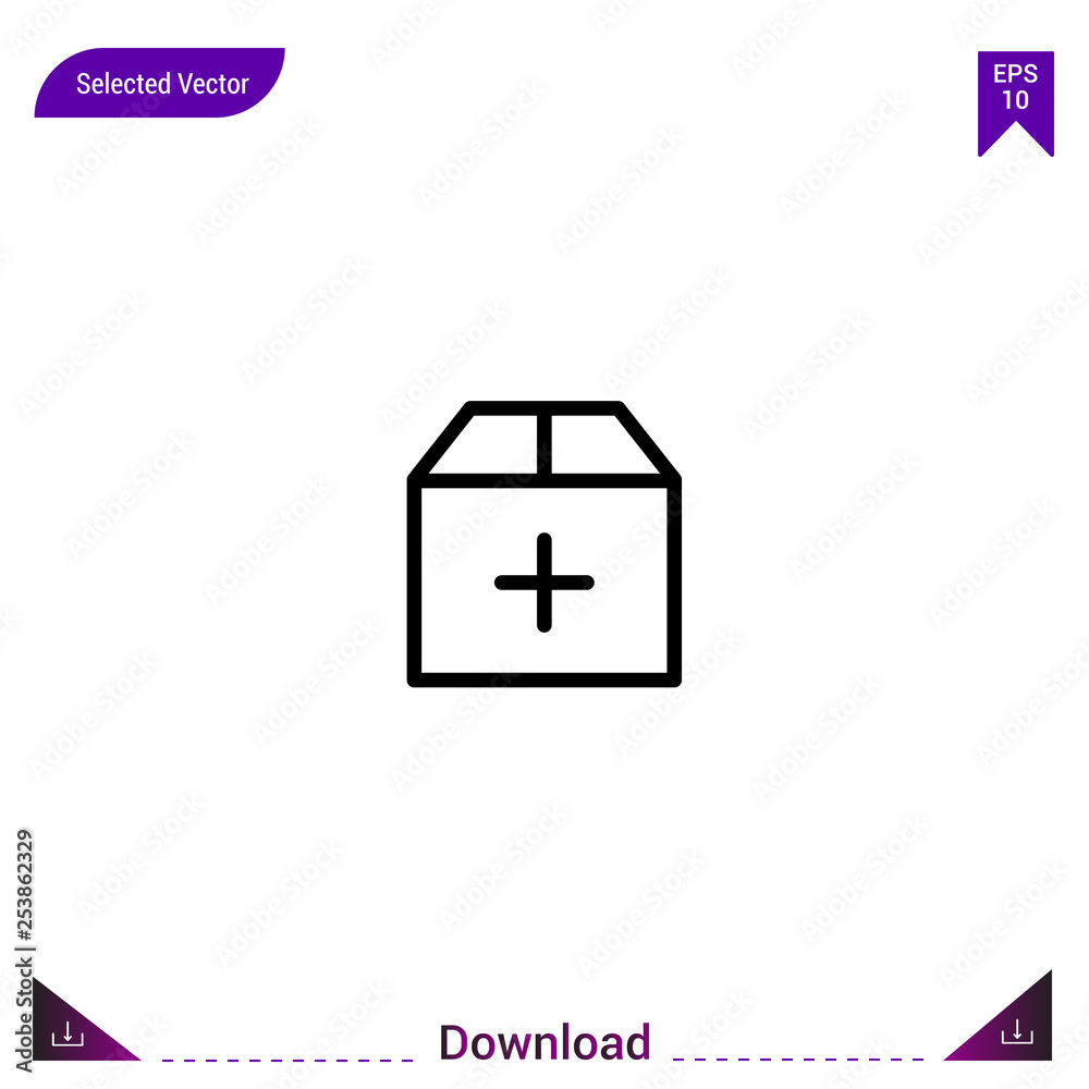 Outline box icon isolated on white background. Line pictogram. mobile application, logo, user interface. Editable stroke. EPS10 format vector Outline box icon isolated on white background. Line pictogram. mobile application, logo, user interface. Editable stroke. EPS10 format vector