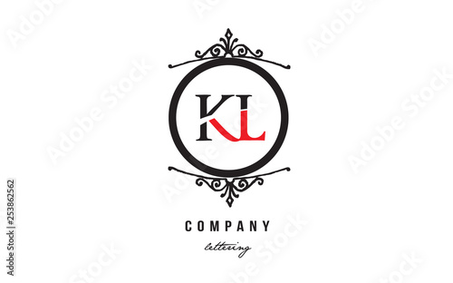 Free Download KL K L red white black decorative monogram alphabet letter logo combination icon design - GFXLoad