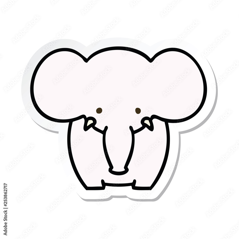 sticker of a quirky hand drawn cartoon elephant sticker of a quirky hand drawn cartoon elephant