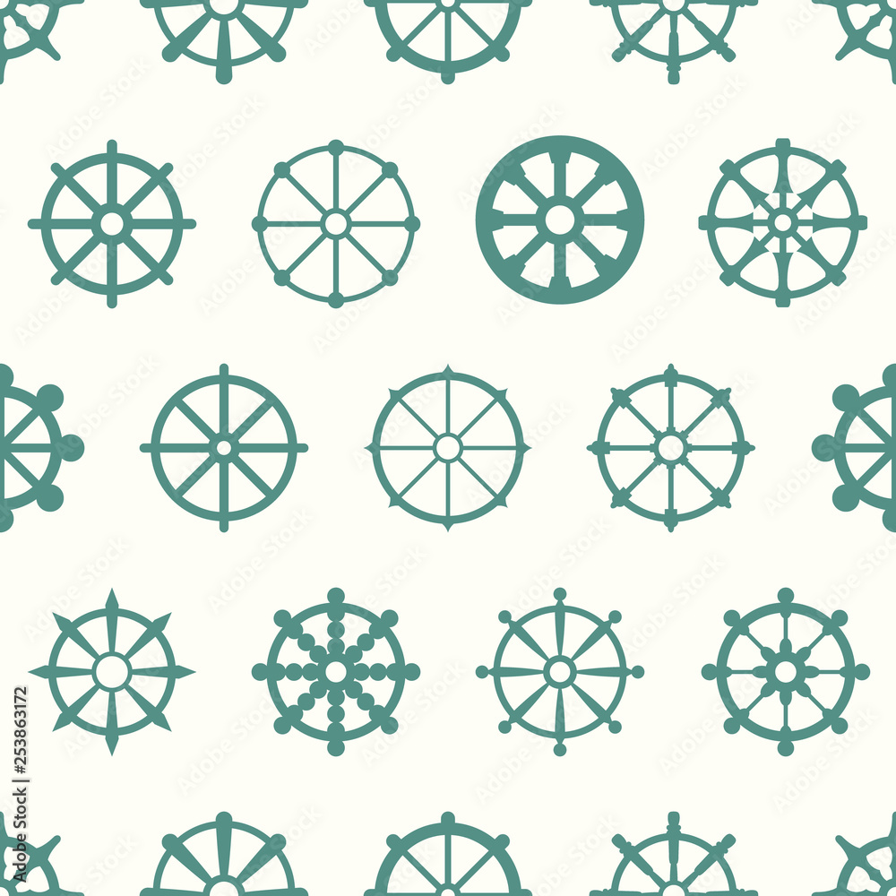 Seamless pattern with dharmachakra hinduism symbols