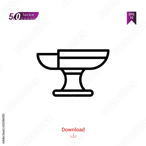 Outline anvil icon isolated on white background. Popular icons for 2019 year. Line pictogram. Graphic design, mobile application, logo, user interface. EPS 10 format vector