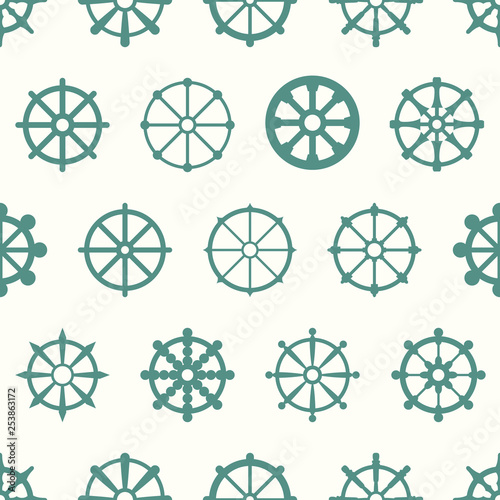 Seamless pattern with dharmachakra hinduism symbols