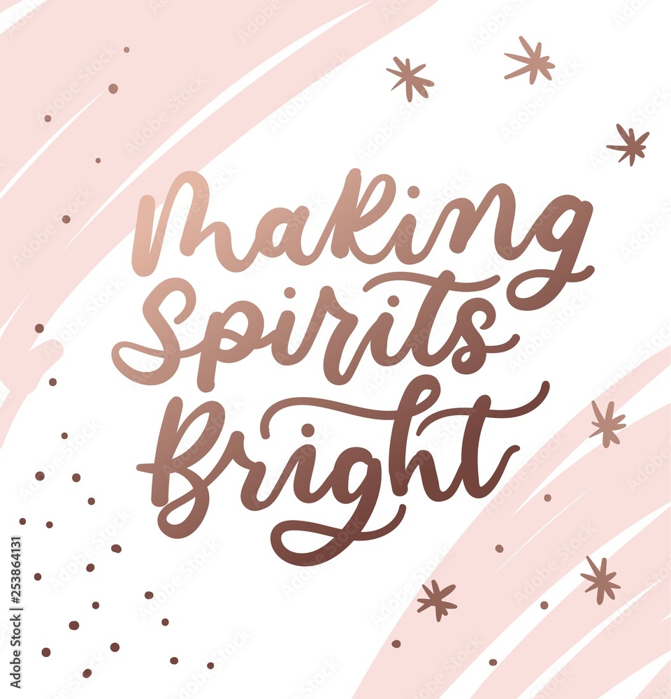 Making spirits bright Christmas lettering card for prints, textile, greeting cards. Christmas greeting card design for parents. Vector illustration