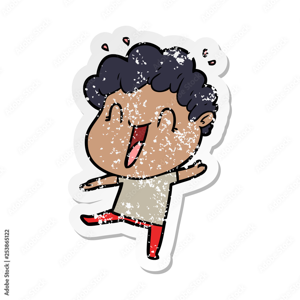 Fototapeta premium distressed sticker of a cartoon happy man