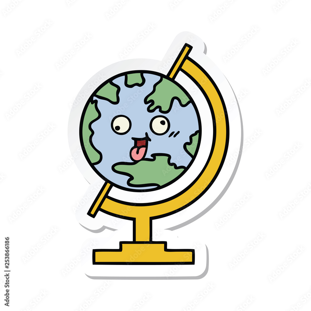 sticker of a cute cartoon globe of the world sticker of a cute cartoon globe of the world
