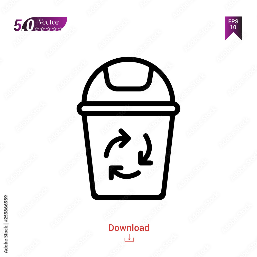 recycling-bin ecology icon isolated on white background. ecology icons Graphic design, mobile application, logo, user interface. Editable stroke. EPS10 format vector illustration recycling-bin ecology icon isolated on white background. ecology icons Graphic design, mobile application, logo, user interface. Editable stroke. EPS10 format vector illustration