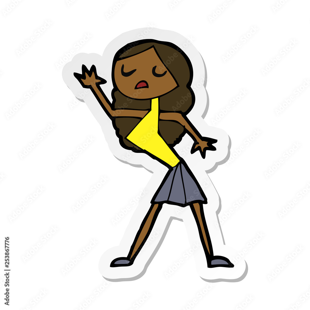 sticker of a cartoon woman dancing sticker of a cartoon woman dancing