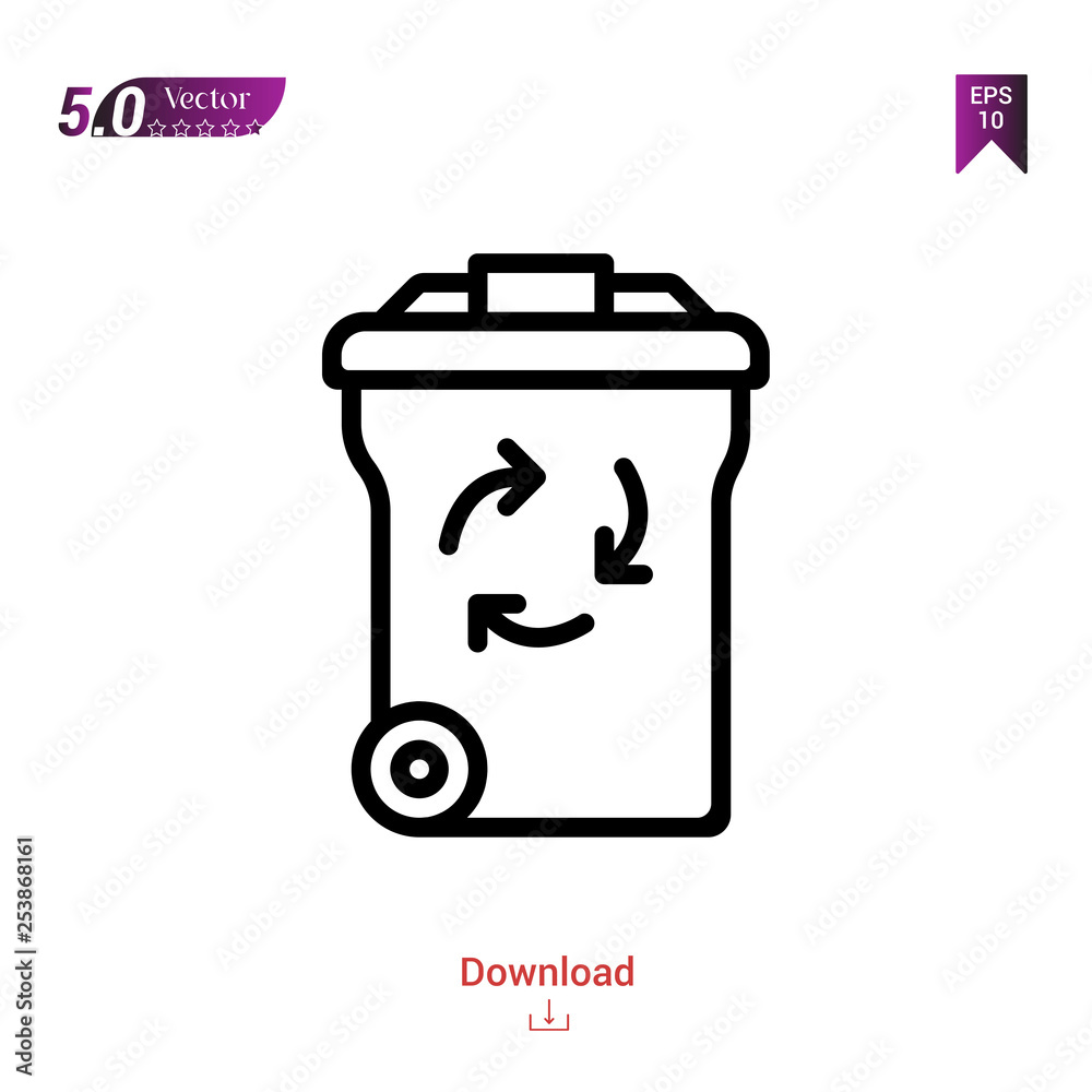 recycle-bin ecology icon isolated on white background. ecology icons Graphic design, mobile application, logo, user interface. Editable stroke. EPS10 format vector illustration