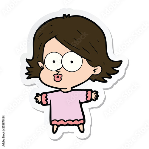 sticker of a cartoon girl pouting