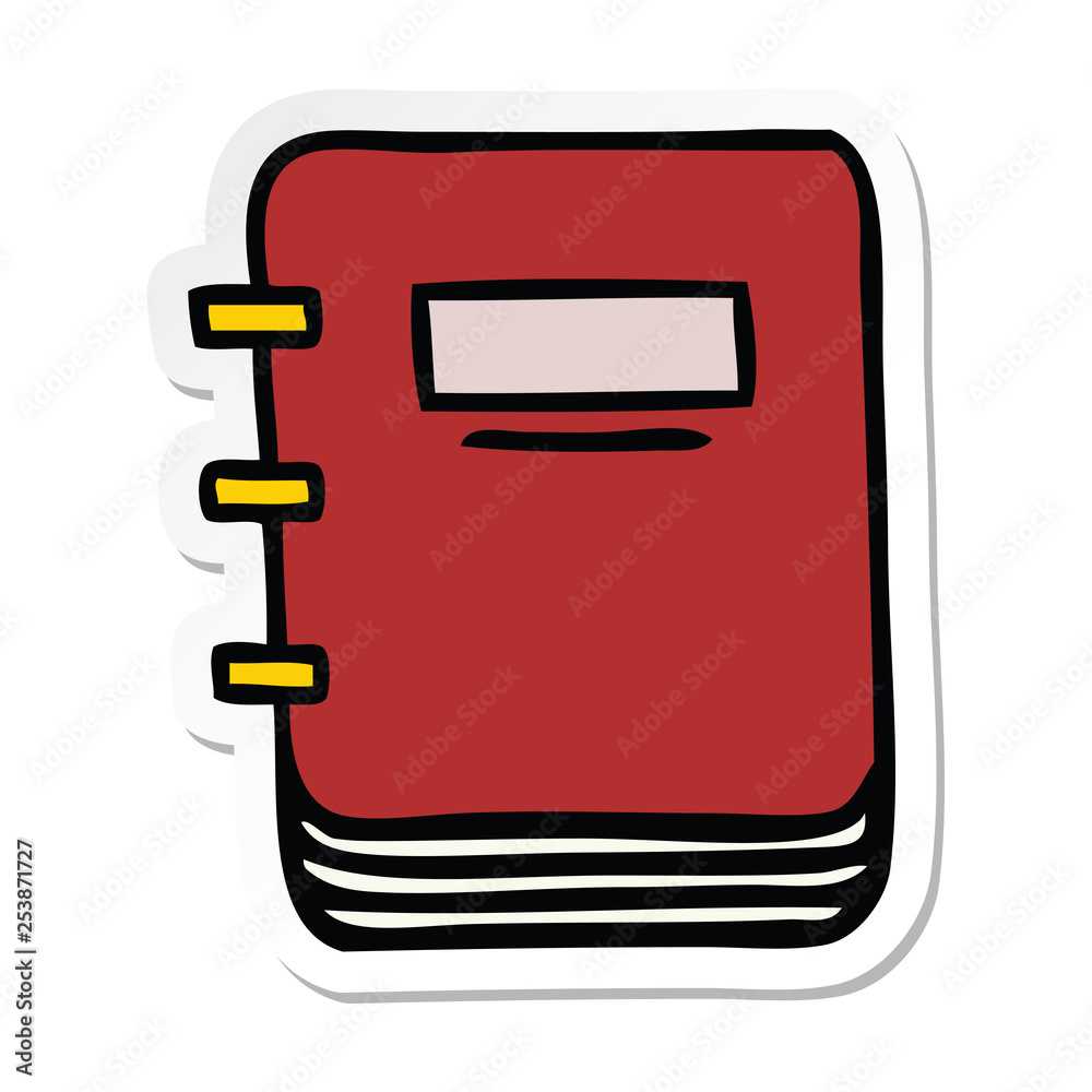 sticker of a cute cartoon note book sticker of a cute cartoon note book