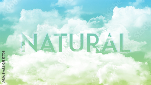 Word NATURAL in colorful clouds  communication concept 
