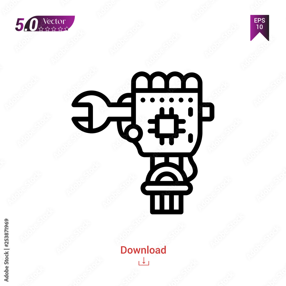 Outline robot icon isolated on white background. Line pictogram. Graphic design, mobile application, artificial intelligence icons, user interface. Editable stroke. EPS10 format vector illustration Outline robot icon isolated on white background. Line pictogram. Graphic design, mobile application, artificial intelligence icons, user interface. Editable stroke. EPS10 format vector illustration