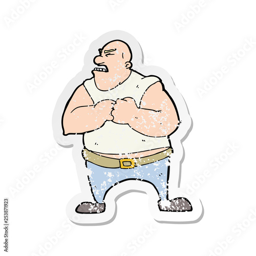 retro distressed sticker of a cartoon violent man