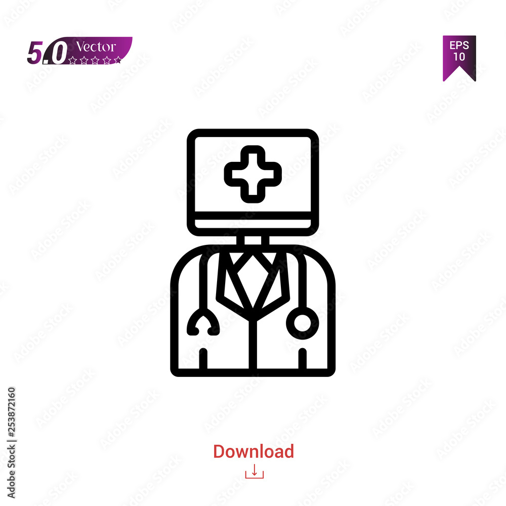 Outline robot  icon isolated on white background. Line pictogram. Graphic design, mobile application, artificial intelligence icons, user interface. Editable stroke. EPS10 format vector illustration