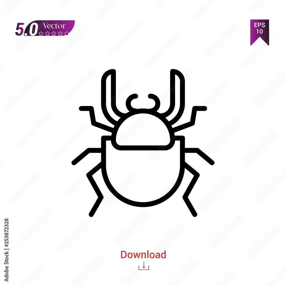 Outline beetle icon isolated on white background. insect icons. Graphic design, mobile application, logo, user interface. Editable stroke. EPS10 format vector illustration Outline beetle icon isolated on white background. insect icons. Graphic design, mobile application, logo, user interface. Editable stroke. EPS10 format vector illustration