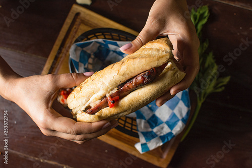 Traditional Sandwich Choripan from argentina