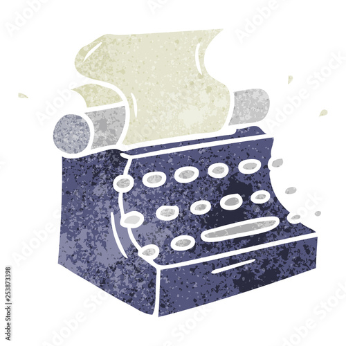 retro cartoon doodle of old school typewriter