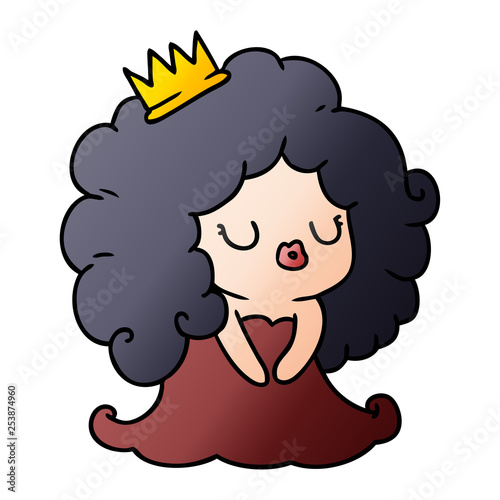 gradient cartoon of cute kawaii girl