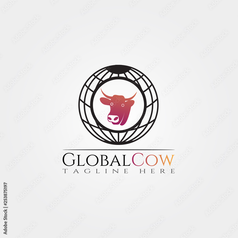 Cow farm icon template, cattle farm symbol, global cow , creative vector logo design, livestock, animal husbandry, illustration element Cow farm icon template, cattle farm symbol, global cow , creative vector logo design, livestock, animal husbandry, illustration element