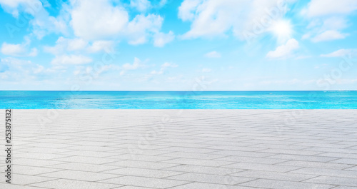 Empty asphalt road with sea and sky for mockup © voyata